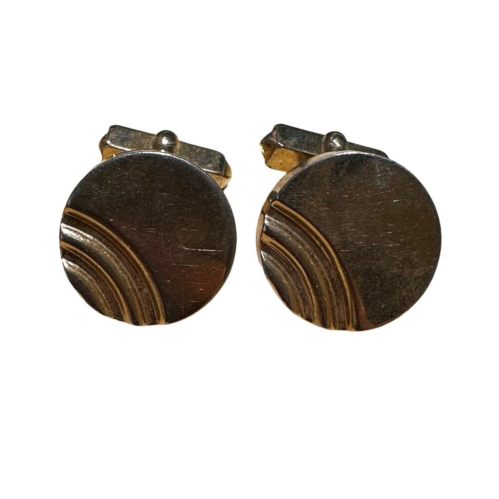 Vintage Big Gold Circle Cuff Links from Swank